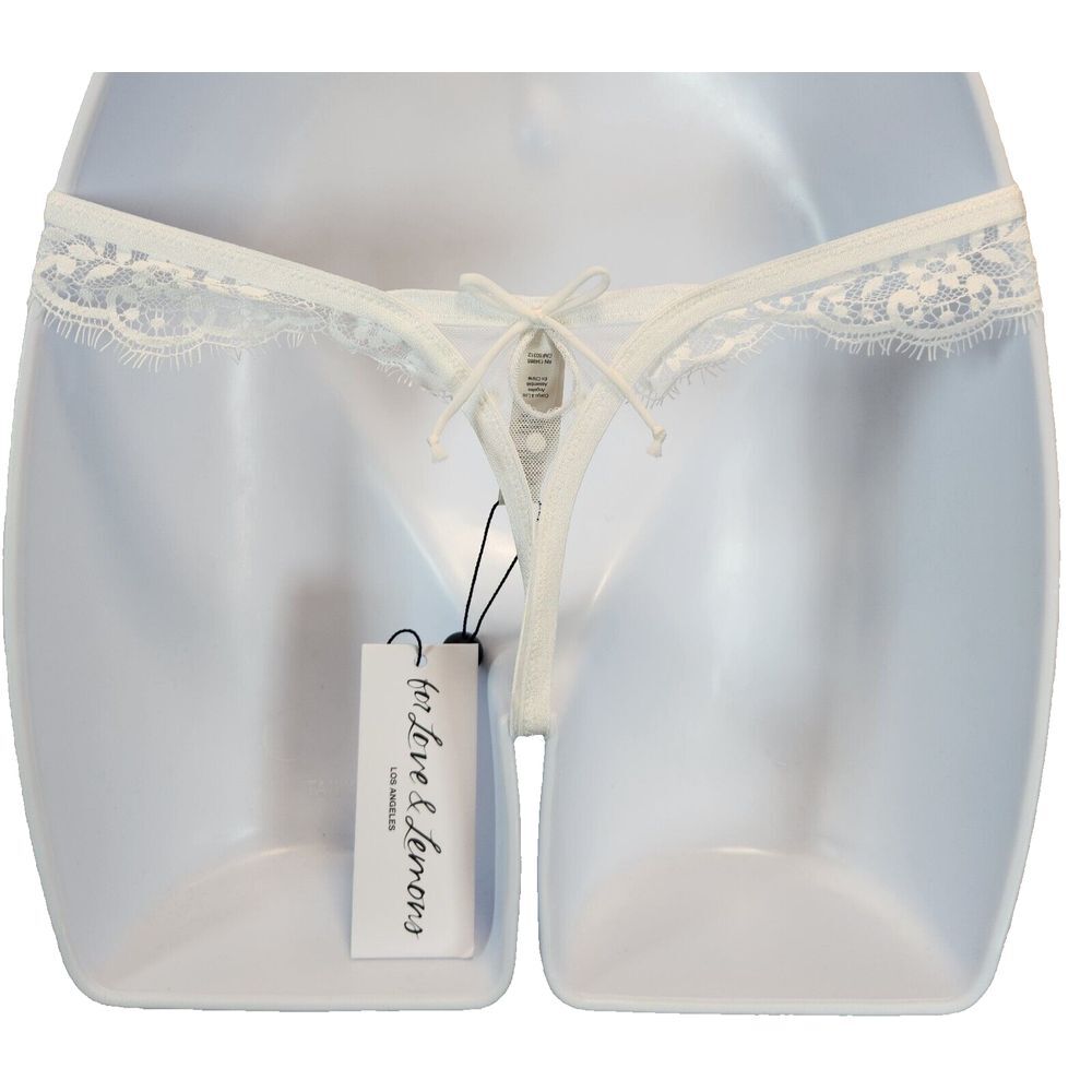 For Love & Lemons Women`s Thong String Panty Size XXS‎ White Lace Sexy Bride NWT - Picture 2 of 5
